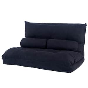 Black Adjustable Folding Futon Sofa Bed with 2-Pillows