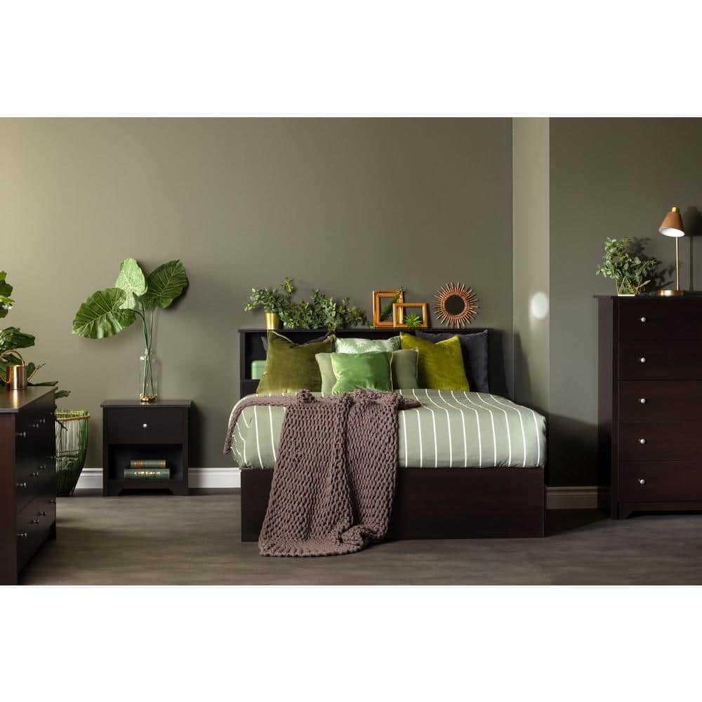 Modern Vertical 5-Drawer Chest in Rich Brown with Soft Close