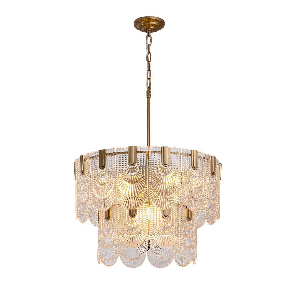 9-Light Gold Modern Luxury Vintage Double Layer Glass Round Chandelier for Dining Room Living Room Foyer price history on PriceWatchPro