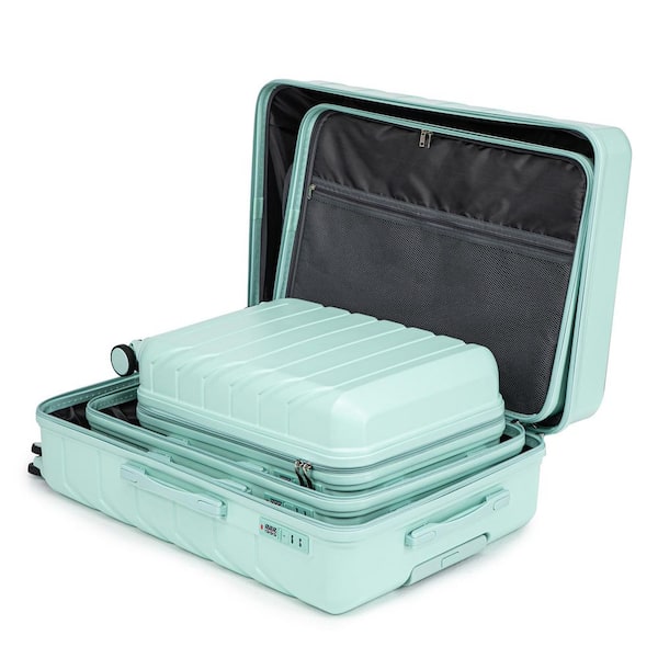 Tatahance 3-Piece Mint Green ABS Hard Side Spinner Wheel Luggage