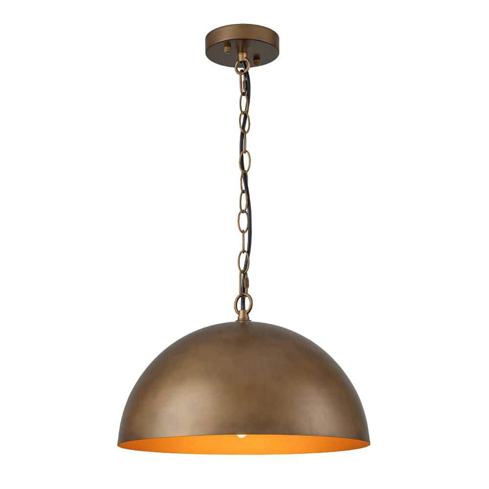 PCover 1-Light 15 in. W Dark Brass Pendant Light Industrial Minimalist Dome Hanging Light Kitchen price history on PriceWatchPro