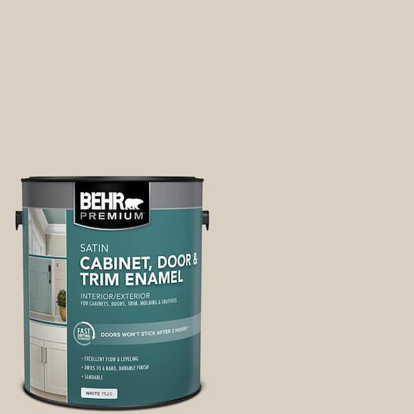 BEHR PREMIUM 1 gal. Designer Collection #DC-011 Gray Envelope Satin Enamel Interior Cabinet, Door & Trim Paint