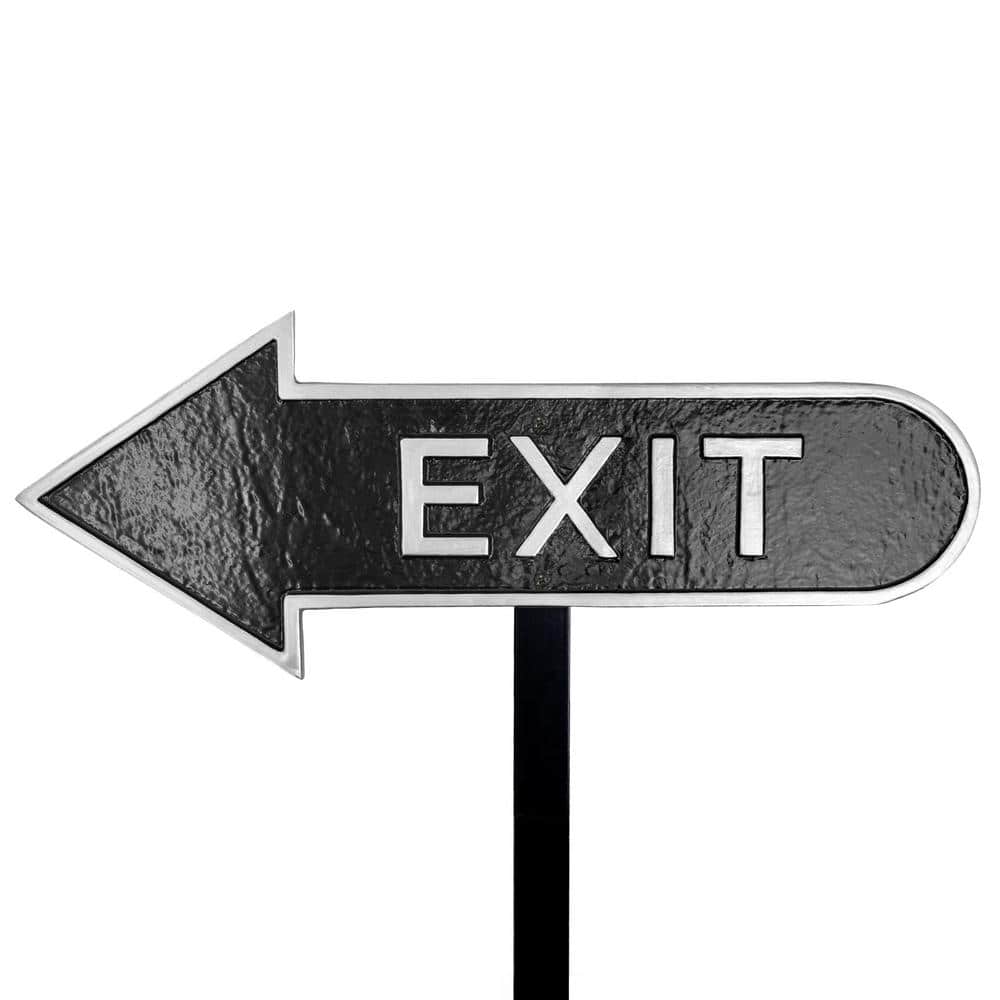 "6"" x 15.5"" Left Arrow Exit Statement Plaque Sign with Lawn Stakes-Black/Silver" price history on PriceWatchPro