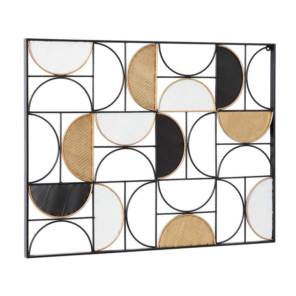 Black and Gold Geometric Half Moon Metal Wall Art