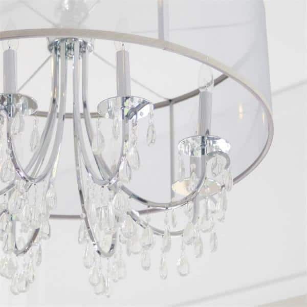 Hampton 8-Light Polished Chrome Chandelier with Silk Drum Shade