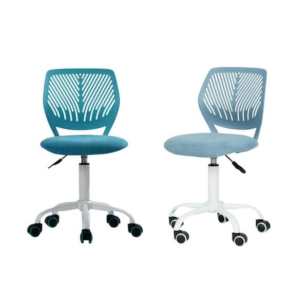 Homy Casa CARNAT Kids Desk Chair Set of 2, Adjustable Swivel Chair with Cushioned Seat and Lumbar Support, Blue and Light Blue