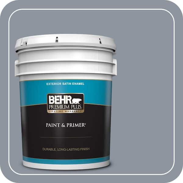 BEHR PREMIUM PLUS 5 gal. #PPF-28 Blue Dusk Satin Enamel Exterior Paint & Primer