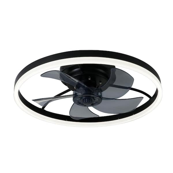 Tivleed 14.96 in. Indoor Blade Modern Classic Black and White Shade LED Recessed Ceiling Fan Light, Dimmable