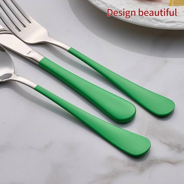 20-Piece Stainless Steel Serving Set Grass Green Handle 18/0