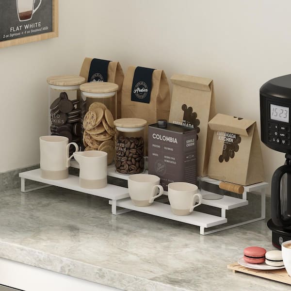 Furinno Ravel 3-Shelf White/White Nestable Kitchen Counter Shelves (Set of 2)