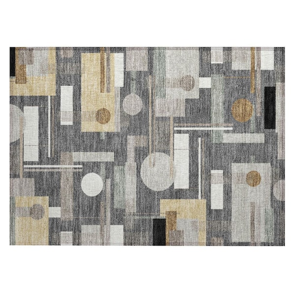 Chantille Machine Washable Indoor/Outdoor Abstract ACN2822 Graphite 2 ft. x 3 ft. Accent Rug