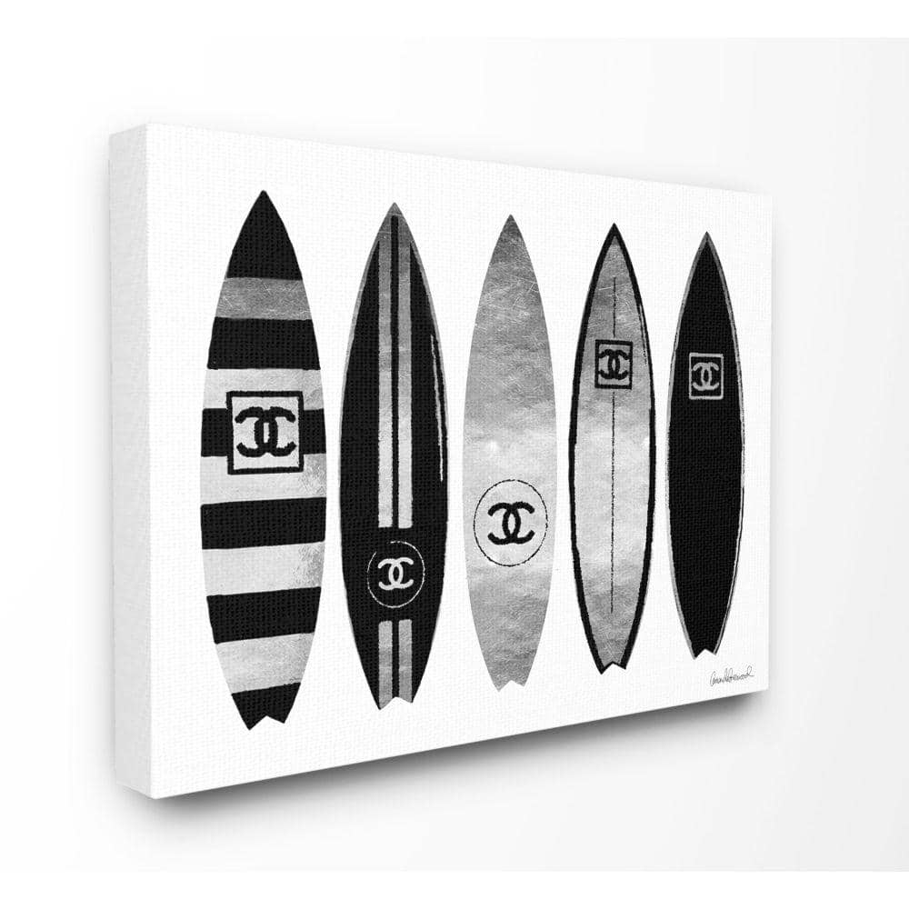 Stupell Industries Fashion Designer Surf Boards Black Silver Watercolor  by Amanda Greenwood Canvas Wall Art 30 in. x 40 in. agp-267_cn_30x40 - The