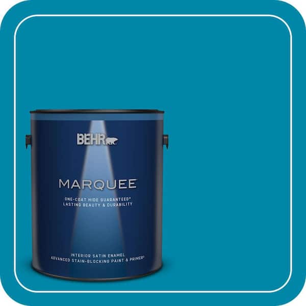 BEHR MARQUEE 1 gal. #P490-6 Hacienda Blue Satin Enamel Interior Paint & Primer