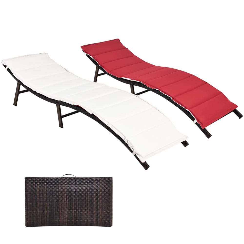 Modern Brown 2-Piece Wicker Outdoor Chaise Lounge with Multi-Color Cushions price history on PriceWatchPro