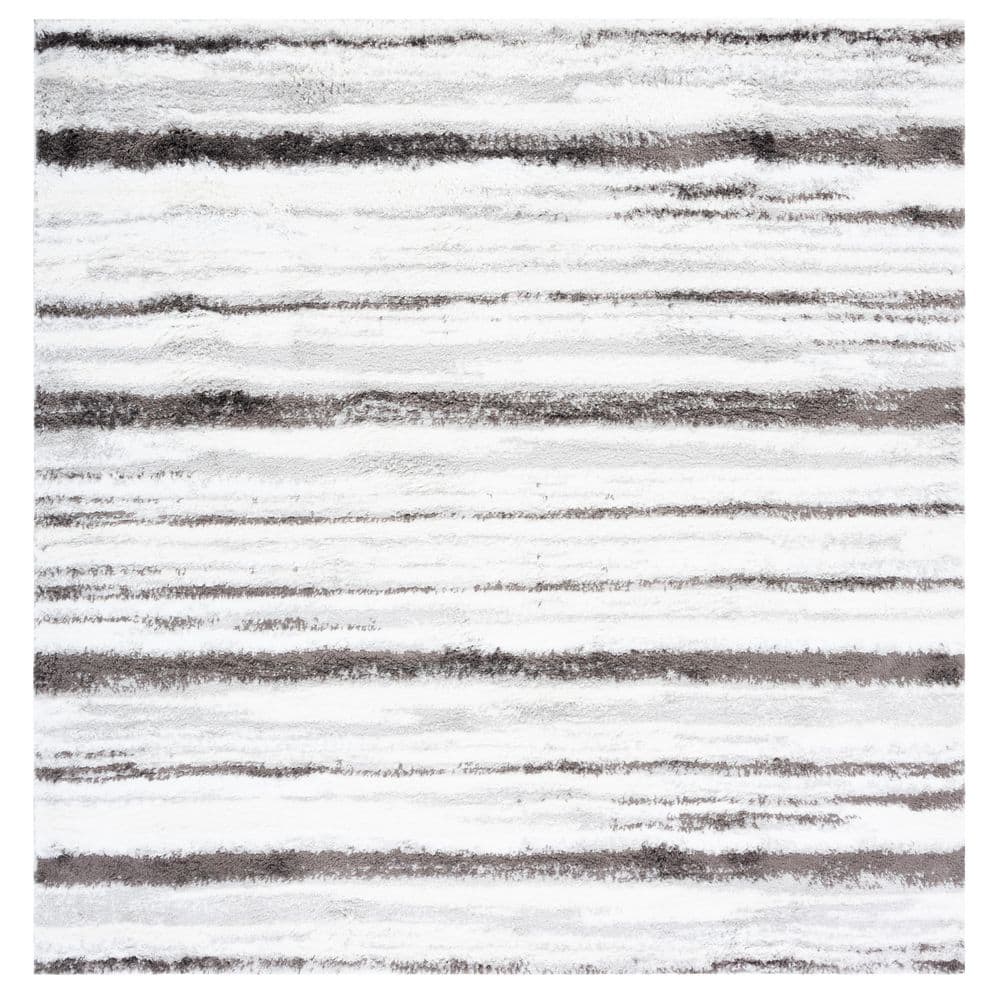 Soft Hues Berber-Inspired Square Shag Area Rug - 7' x 7', Light Grey/Dark Grey