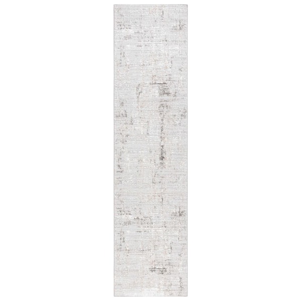 SAFAVIEH Parker 2 ft. x 8 ft. Light Gray/Ivory Gray High-Low Distressed Runner Rug