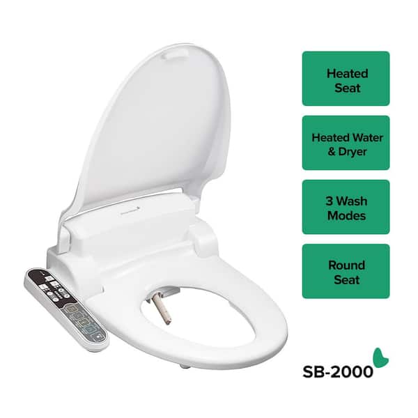 SmartBidet Electric Bidet Seat for Round Toilets in White