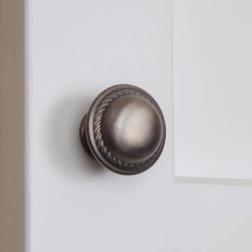 Satin Pewter Round Rope Cabinet Knobs with Mounting Hardware, 10 Pack