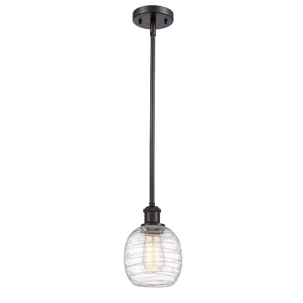Innovations Belfast 100-Watt 1-Light Oil Rubbed Bronze Shaded Mini Pendant Light with Clear Glass Shade