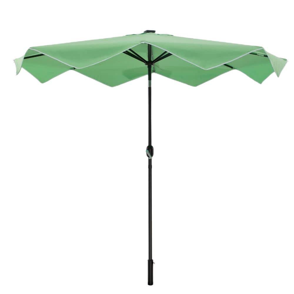 10 ft. Steel Push-Up LED Market Patio Umbrella with Easy Tilt Adjustment in