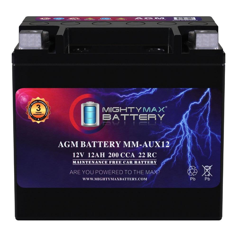 MIGHTY MAX BATTERY MM-AUX12 12V, 12Ah, 20RC, 200 CCA, Replacement