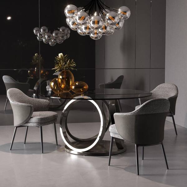Cora Grey Fabric and Leatherette Dining Chair