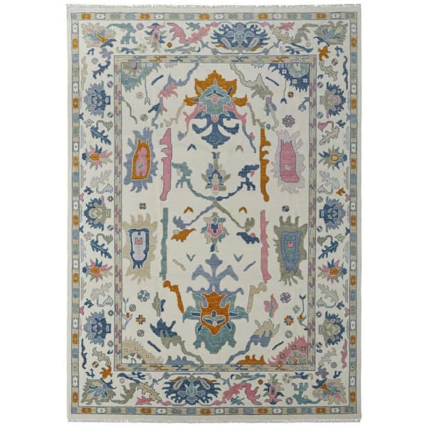Blue, Ivory, Pink Floral 8 ft. x 12 ft. Area Rug