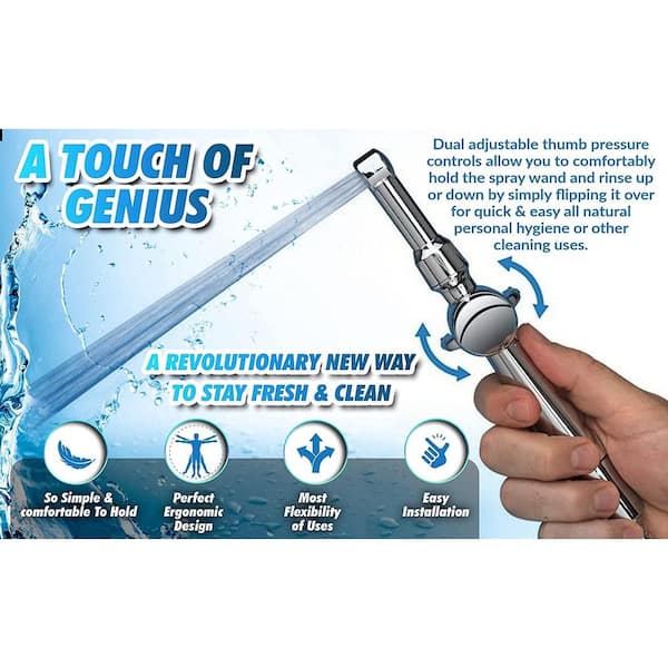 RinseWorks - Aquaus 360° Premium Hand-Held Bidet with Patented Dual Spray Pressure Controls in Chrome - NSF Certified