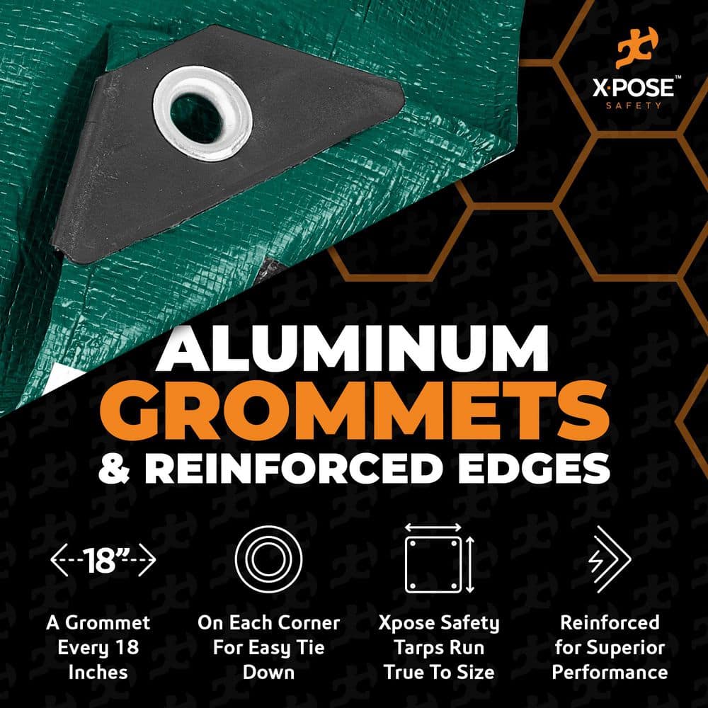 Heavy Duty Green and Black Poly Tarp 30' x 40' 10 Mil