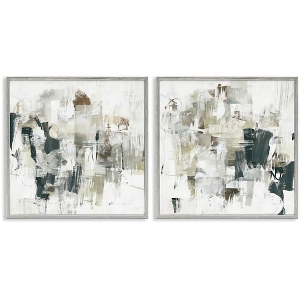 Stupell Industries Distressed Pale Paint by June Erica Vess 2 Pieces Gray Framed Abstract Giclee Art Print 24 in. x 24 in.
