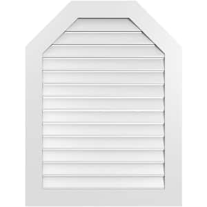32 in. x 42 in. Octagonal Top Surface Mount PVC Gable Vent: Functional with Standard Frame