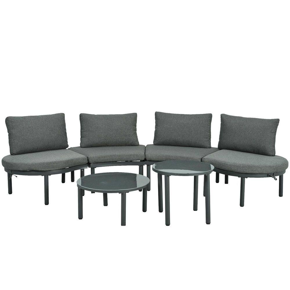 6-Piece Patio Sofa Furniture Set Outdoor Sectional Sofa with 2  Coffee Tables, Gray Cushions(2-pack) price history on PriceWatchPro