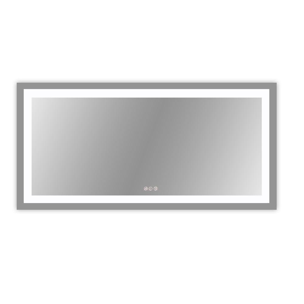 60 in. W x 36 in. H LED Frameless Rectangular White Mirror for Living Room