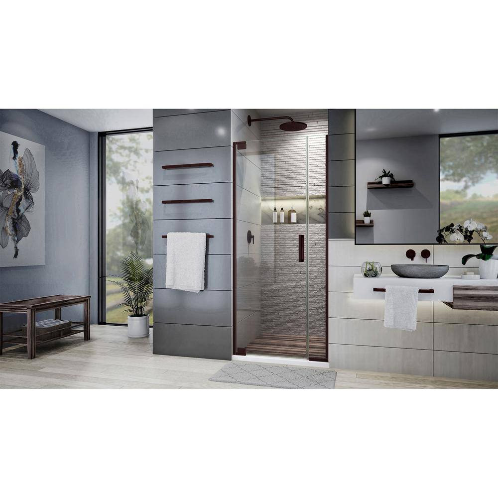 Elegance Plus Oil Rubbed Bronze Frameless Pivot Shower Door with Clear Glass