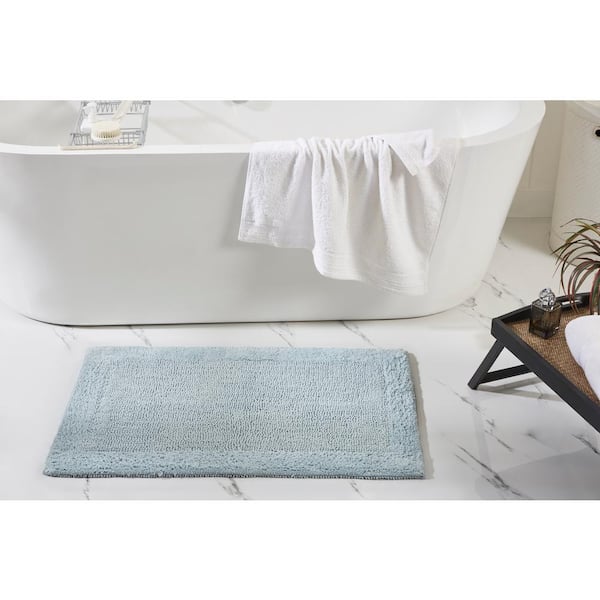 Bathroom Runner Rug Extra Long Chenille Area Rug Non-Slip Blue Bathroom Rug  Shag Shower Mat Kitchen Rugs (59 x 20 inches, Duck Eggshell Blue) 
