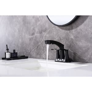 Mondawell Pull Out Spray 4 in. Centerset Double-Handle High Arc Bathroom Faucet with Pull Out Spray in Matte Black