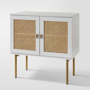 Datang White Modern 32 in. Tall Accent Storage Cabinet with Metal Legs and 2-Doors