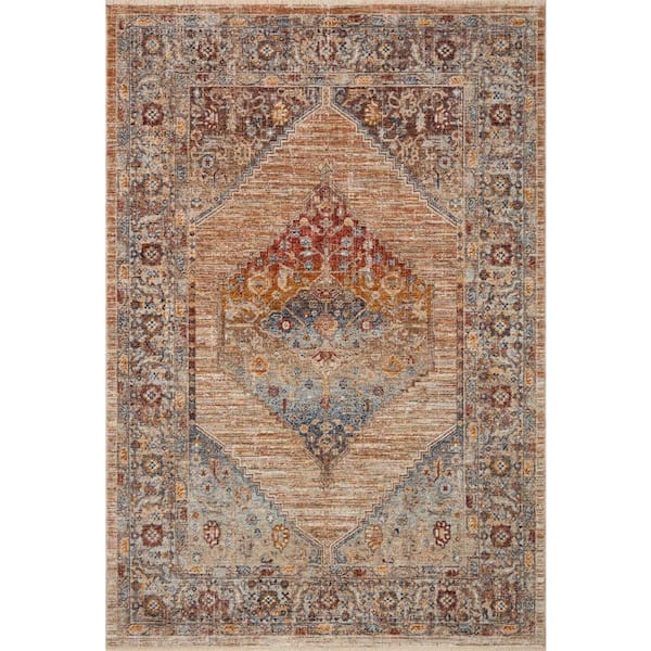 LOLOI II Sorrento Multi/Sunset 3'-11" x 3'-11" Round Oriental Fringe Area Rug