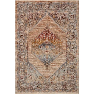 Sorrento Multi/Sunset 5'-3" x 5'-3" Round Oriental Fringe Area Rug