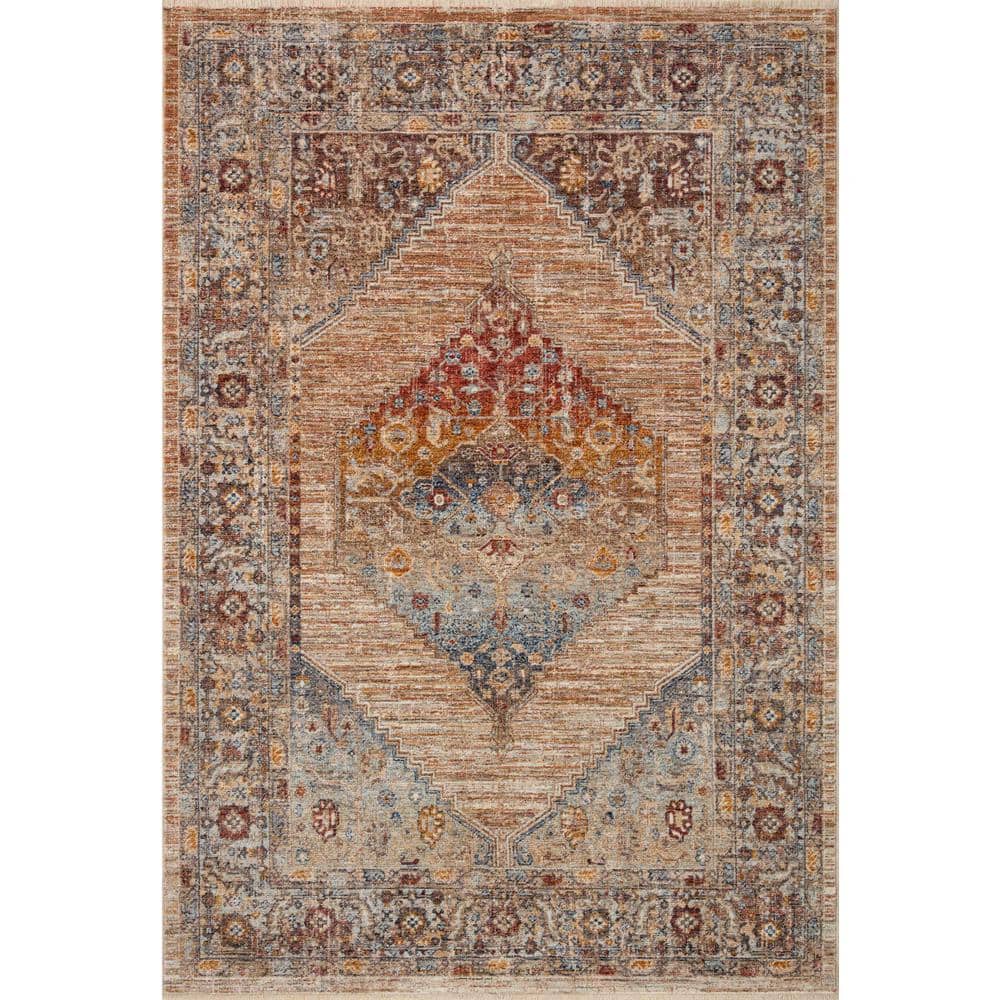Sorrento Vintage Blue 9'6" x 13'1" Power-Loomed Polyester Area Rug