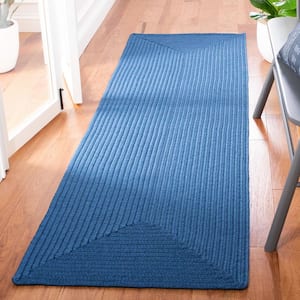 Braided Blue 2 ft. x 4 ft. Solid Color Gradient Area Rug