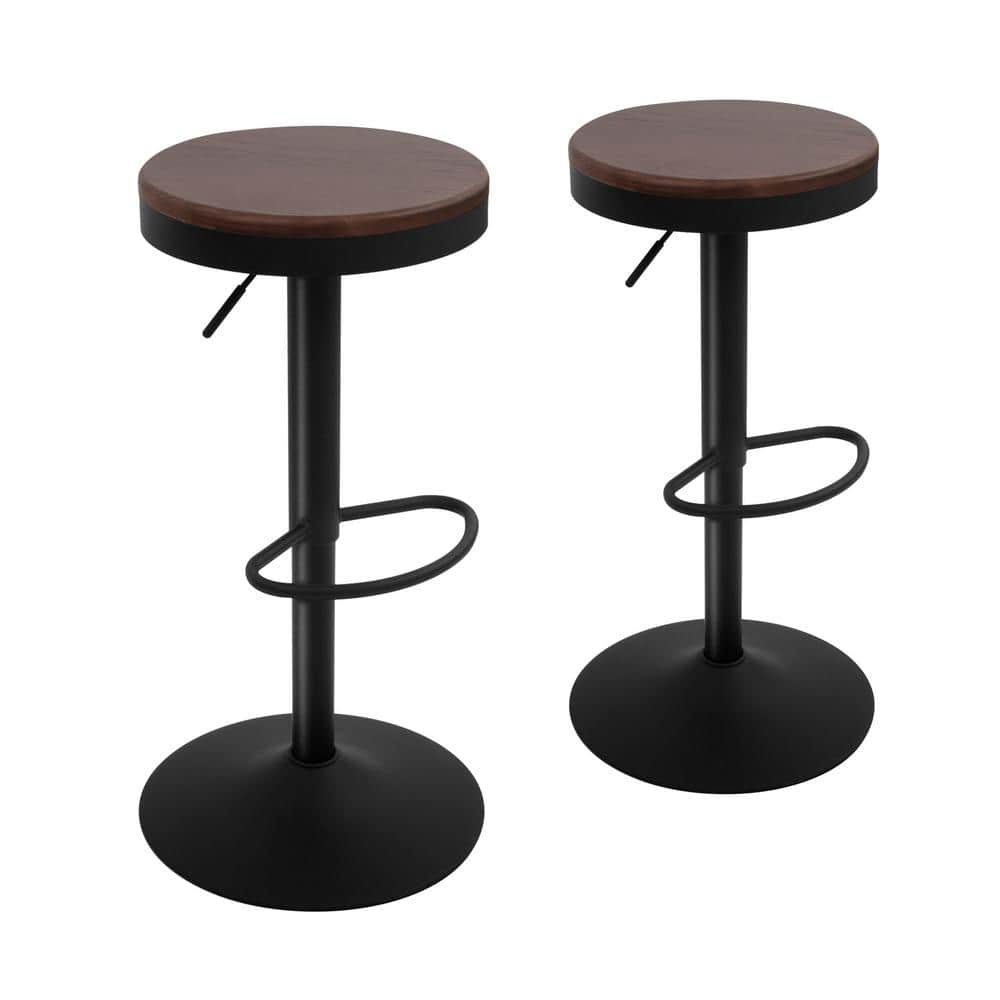 30.7 in. Height Vintage Rustic Bar Stool with Metal Frame, Wooden Seats Cou
