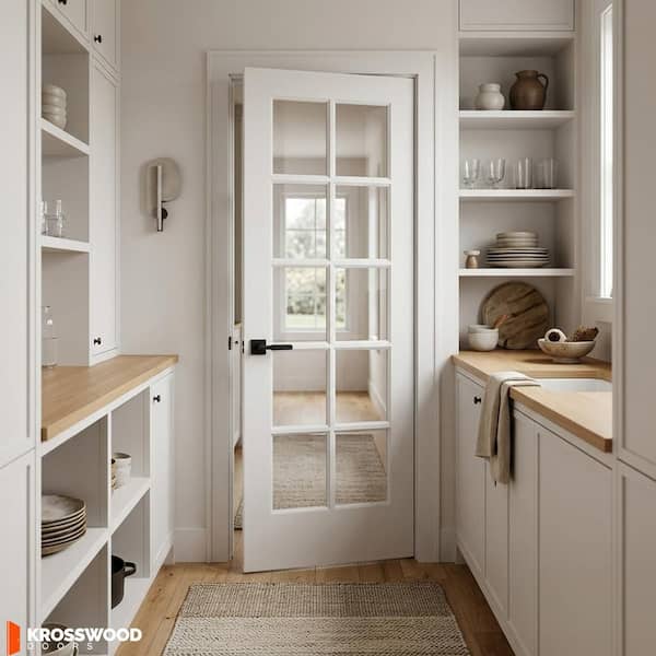 Krosswood Doors 24 in. x 80 in. Shaker MDF Primed Wood Low-E Glass