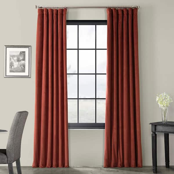 Exclusive Fabrics Furnishings Crimson Rust Velvet Rod Pocket Blackout Curtain 50 In W X 108 In L Vpch 180105 108 The Home Depot