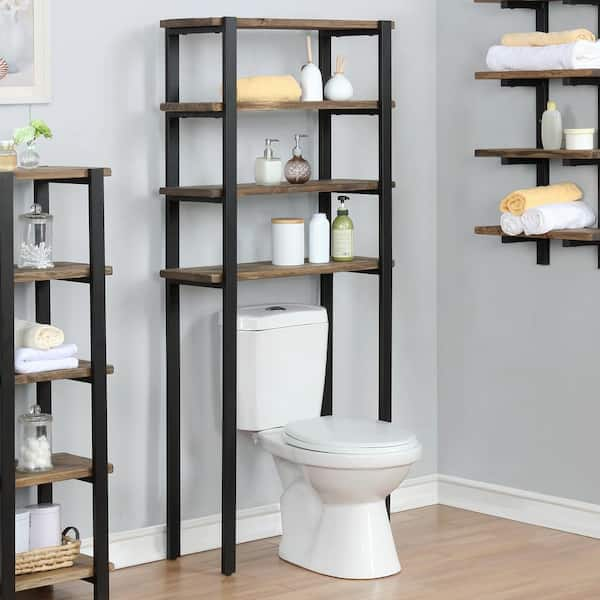 Alaterre Furniture Pomona 29 In W X 66 In H X 12 In D Wood Over The Toilet Storage Amba7120 The Home Depot