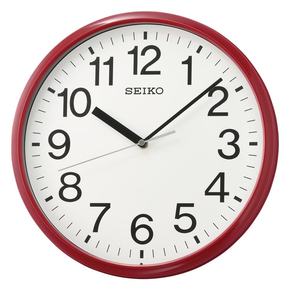 Seiko 12 in. Red Business Wall Clock QXA756RLH - The Home Depot