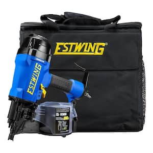 Pneumatic 15-Degree 3-1/2 in. Coil Framing Nailer with 1/4 in. NPT Industrial Swivel Fitting and Bag