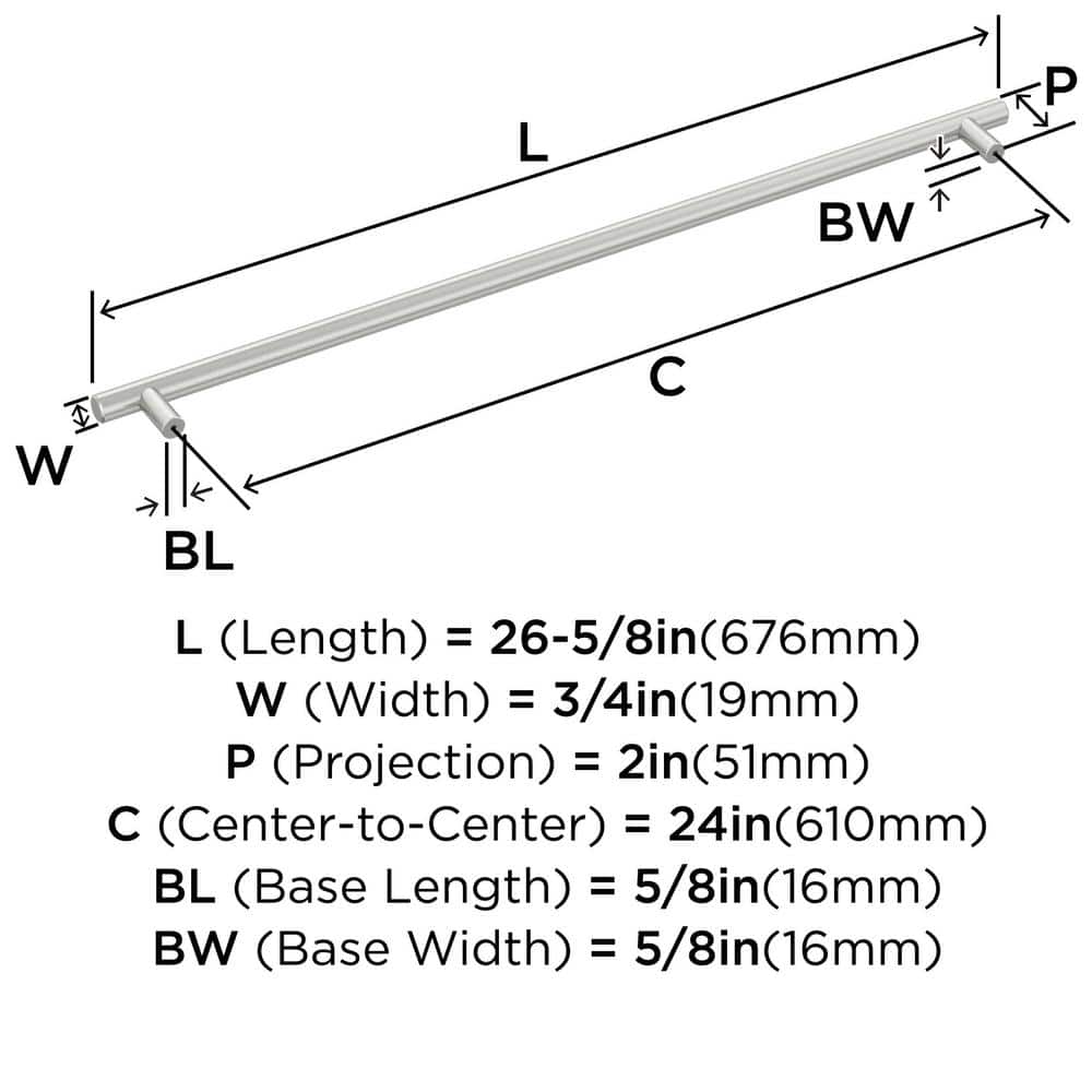 Stainless Steel 24-Inch Modern Bar Pull Handle