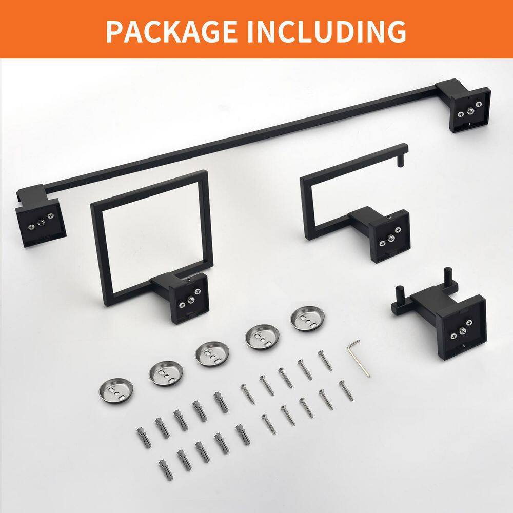 Matte Black 4-Piece Stainless Steel Bathroom Hardware Set