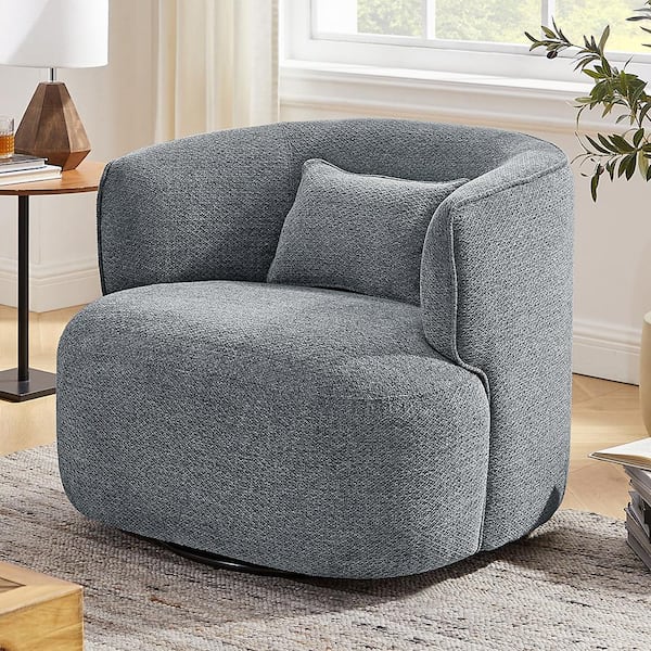 Art Leon Ivina Blue Fabric Swivel Chair with Metal Base